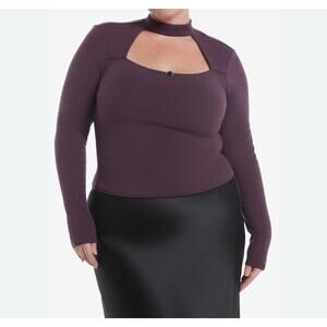 NWT Hot Topic Cosmic Aura Purple Long Sleeve Mock Neck Cutout Top Plus Size 5X